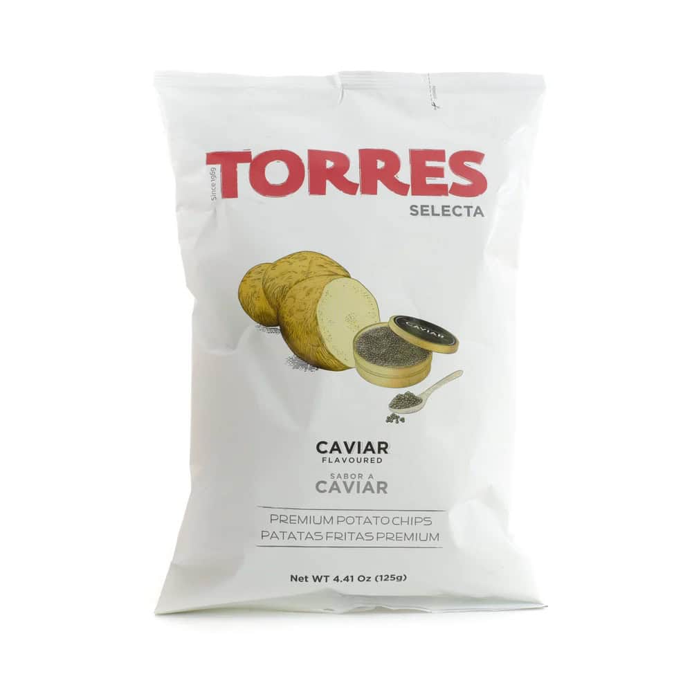 Torres Selecta caviar-flavoured premium potato crisps, 125g